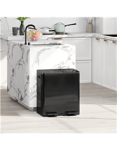 HOMCOM 40L Dual Compartment Stainless Steel Bin, with Deodoriser Holders - Glossy Black 2