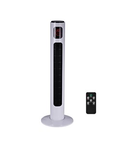 Homcom 38'' Oscillation Tower Fan with 3 Speed, 3 Mode, LED Panel, Remote Controller, White