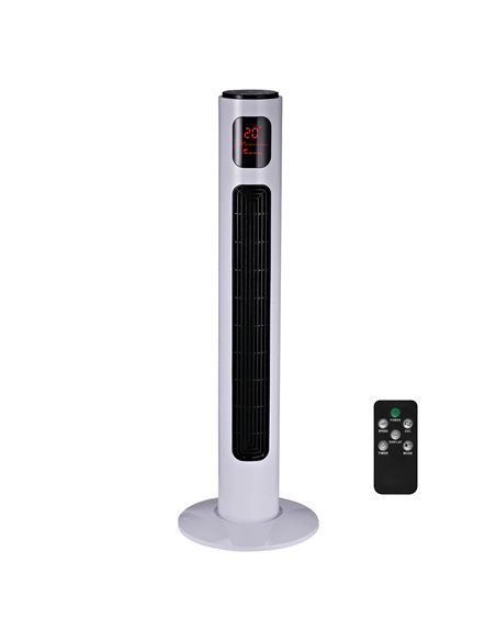 Homcom 38'' Oscillation Tower Fan with 3 Speed, 3 Mode, LED Panel, Remote Controller, White - pic 16277 | FastDaddyshop