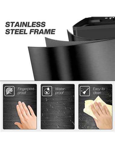 HOMCOM 40L Dual Compartment Stainless Steel Bin, with Deodoriser Holders - Glossy Black