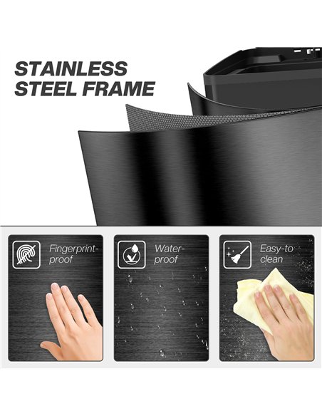 HOMCOM 40L Dual Compartment Stainless Steel Bin, with Deodoriser Holders - Glossy Black - pic 162774 | FastDaddyshop