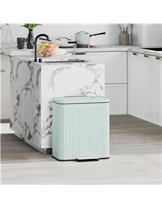 HOMCOM 40L Dual Compartment Rubbish Bin, with Soft-Close Lid - Green 2