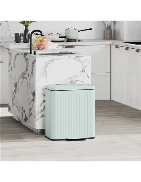 HOMCOM 40L Dual Compartment Rubbish Bin, with Soft-Close Lid - Green - pic 162777 | FastDaddyshop