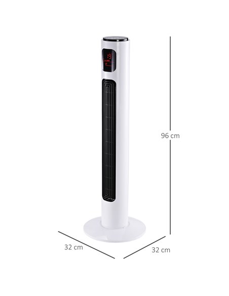 Homcom 38'' Oscillation Tower Fan with 3 Speed, 3 Mode, LED Panel, Remote Controller, White - pic 16278 | FastDaddyshop