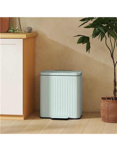 HOMCOM 40L Dual Compartment Rubbish Bin, with Soft-Close Lid - Green - pic 162783 | FastDaddyshop