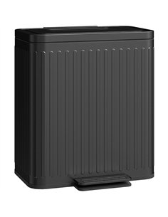 HOMCOM 40L Dual Compartment Rubbish Bin, with Soft-Close Lid - Black
