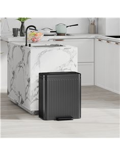 HOMCOM 40L Dual Compartment Rubbish Bin, with Soft-Close Lid - Black 2