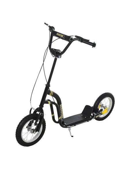 HOMCOM Teen Kids Stunt Scooter w/ Adjustable Handlebar, 12 Inch Rubber Tyres, Dual Brakes, Black - pic 162812 | FastDaddyshop