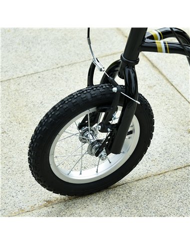 HOMCOM Teen Kids Stunt Scooter w/ Adjustable Handlebar, 12 Inch Rubber Tyres, Dual Brakes, Black