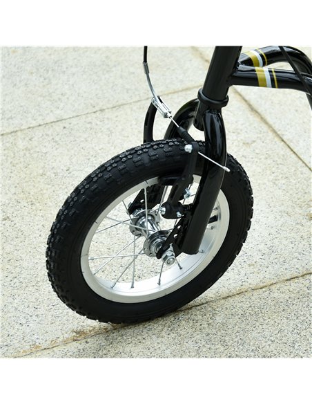 HOMCOM Teen Kids Stunt Scooter w/ Adjustable Handlebar, 12 Inch Rubber Tyres, Dual Brakes, Black - pic 162819 | FastDaddyshop