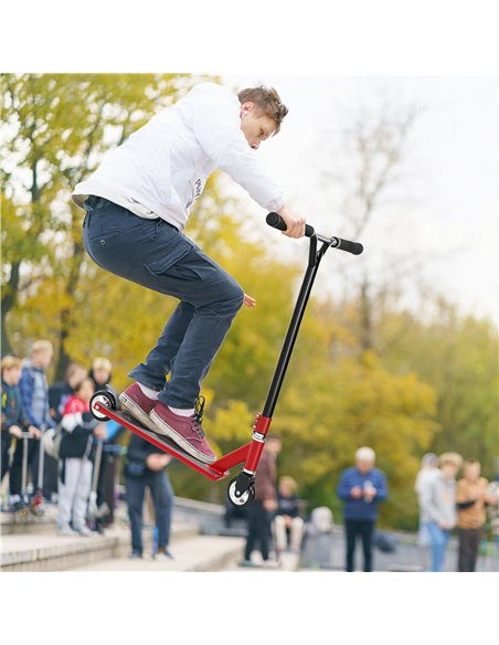 HOMCOM Stunt Scooter, 360° Entry Level Tricks Scooter w/ Lightweight Aluminium Deck and ABEC 7 Bearing, For Age 14+ Beginners, R - pic 162822 | FastDaddyshop