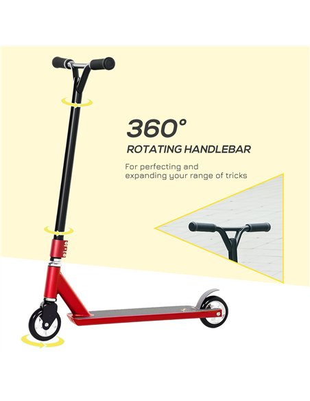 HOMCOM Stunt Scooter, 360° Entry Level Tricks Scooter w/ Lightweight Aluminium Deck and ABEC 7 Bearing, For Age 14+ Beginners, R - pic 162825 | FastDaddyshop
