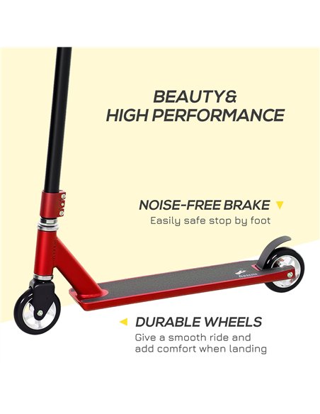 HOMCOM Stunt Scooter, 360° Entry Level Tricks Scooter w/ Lightweight Aluminium Deck and ABEC 7 Bearing, For Age 14+ Beginners, R - pic 162826 | FastDaddyshop