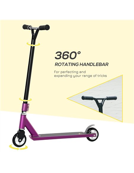 HOMCOM Stunt Scooter, 360° Entry Level Tricks Scooter w/ Lightweight Aluminium Deck and ABEC 7 Bearing, For Age 14+ Beginners, P - pic 162834 | FastDaddyshop