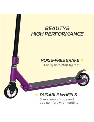 HOMCOM Stunt Scooter, 360° Entry Level Tricks Scooter w/ Lightweight Aluminium Deck and ABEC 7 Bearing, For Age 14+ Beginners, P