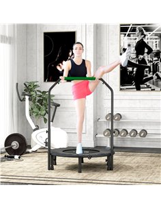 HOMCOM 40" Foldable Mini Fitness Trampoline, with Adjustable Foam Handle, Green 2