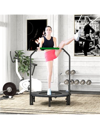 HOMCOM 40" Foldable Mini Fitness Trampoline, with Adjustable Foam Handle, Green