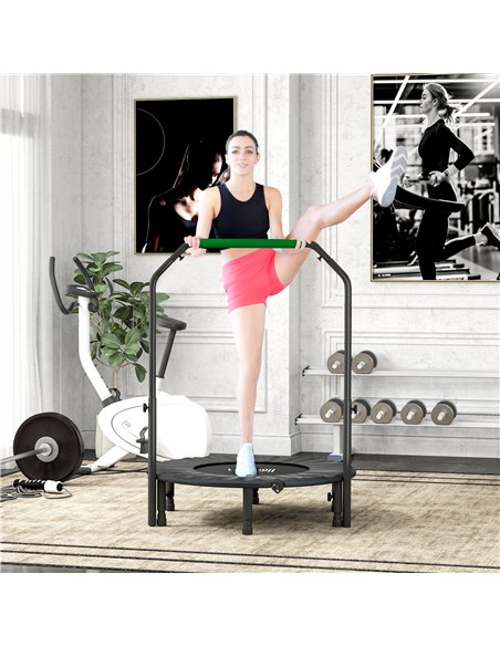 HOMCOM 40" Foldable Mini Fitness Trampoline, with Adjustable Foam Handle, Green - pic 162840 | FastDaddyshop