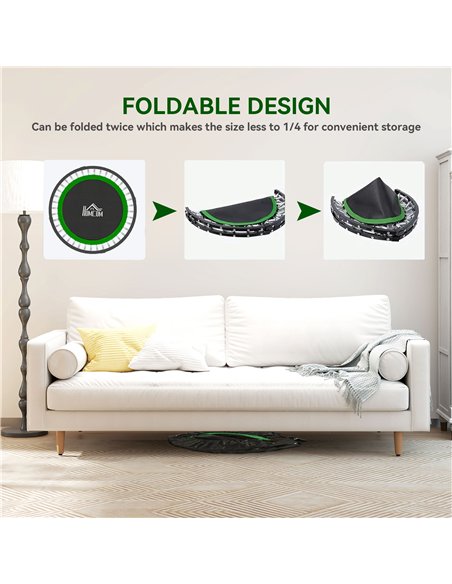 HOMCOM 40" Foldable Mini Fitness Trampoline, with Adjustable Foam Handle, Green - pic 162843 | FastDaddyshop