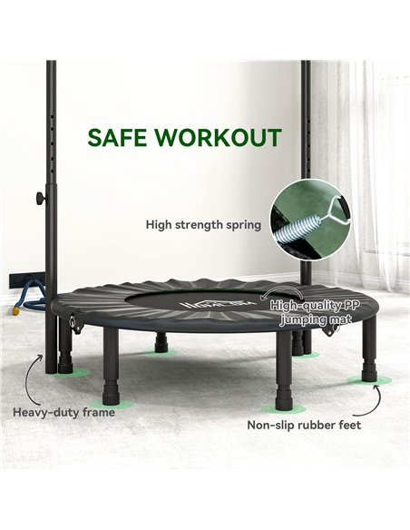 HOMCOM 40" Foldable Mini Fitness Trampoline, with Adjustable Foam Handle, Green - pic 162844 | FastDaddyshop