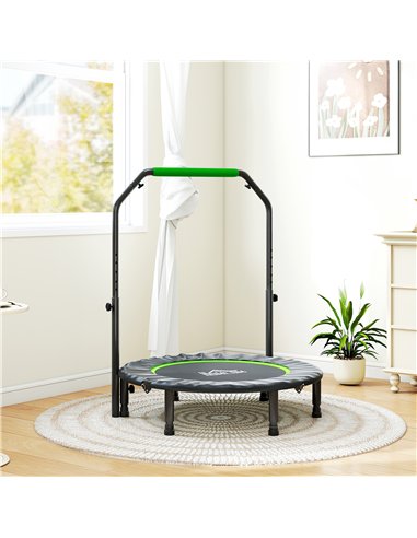 HOMCOM 40" Foldable Mini Fitness Trampoline, with Adjustable Foam Handle, Green