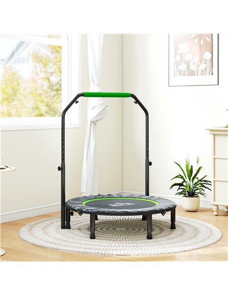 HOMCOM 40" Foldable Mini Fitness Trampoline, with Adjustable Foam Handle, Green - pic 162846 | FastDaddyshop