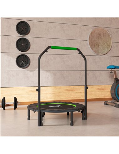 HOMCOM 40" Foldable Mini Fitness Trampoline, with Adjustable Foam Handle, Green