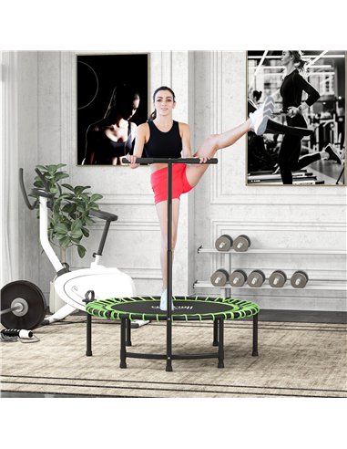 HOMCOM Mini Round Steel Frame Trampoline w/ Adjustable Handle, Green