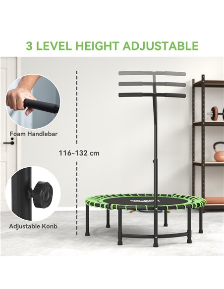 HOMCOM Mini Round Steel Frame Trampoline w/ Adjustable Handle, Green - pic 162851 | FastDaddyshop
