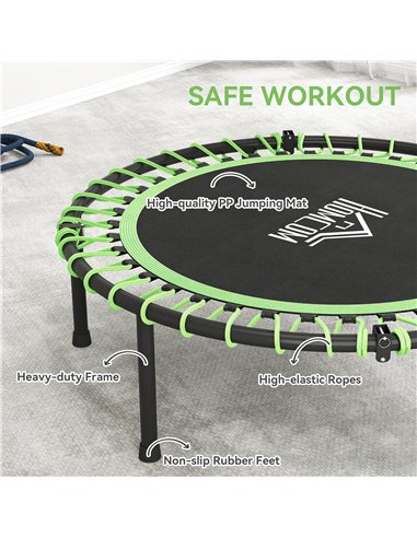HOMCOM Mini Round Steel Frame Trampoline w/ Adjustable Handle, Green