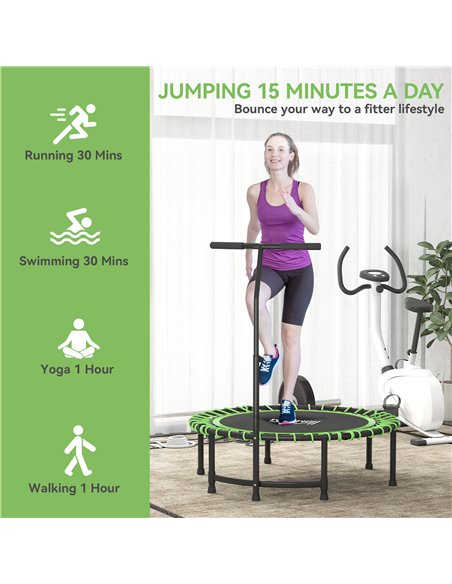 HOMCOM Mini Round Steel Frame Trampoline w/ Adjustable Handle, Green - pic 162854 | FastDaddyshop