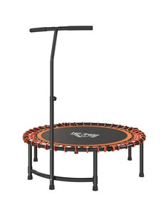 HOMCOM Mini Round Steel Frame Trampoline w/ Adjustable Handle, Orange