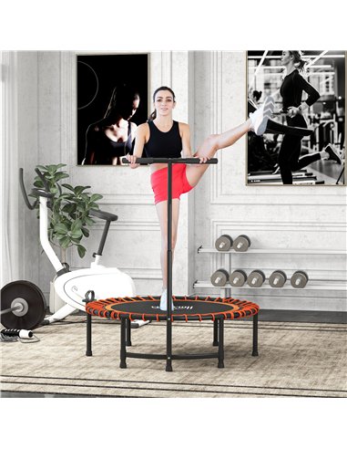 HOMCOM Mini Round Steel Frame Trampoline w/ Adjustable Handle, Orange