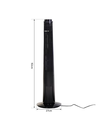 Homcom 36" Oscillating Tower Fan with Remote Control, 3 Speed, Quiet Cooling Fans, Black