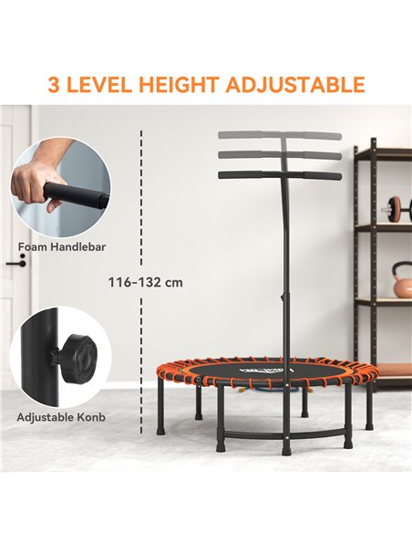 HOMCOM Mini Round Steel Frame Trampoline w/ Adjustable Handle, Orange - pic 162860 | FastDaddyshop