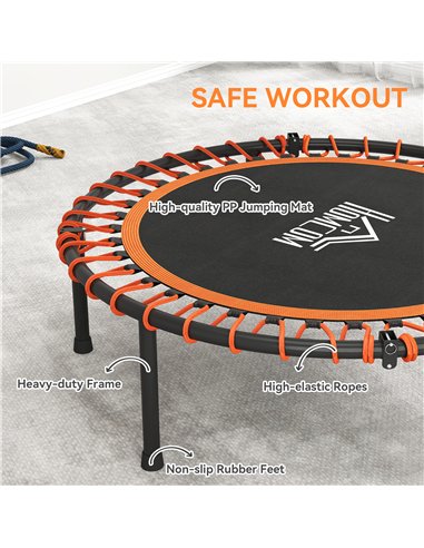 HOMCOM Mini Round Steel Frame Trampoline w/ Adjustable Handle, Orange