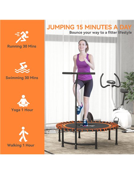 HOMCOM Mini Round Steel Frame Trampoline w/ Adjustable Handle, Orange - pic 162863 | FastDaddyshop