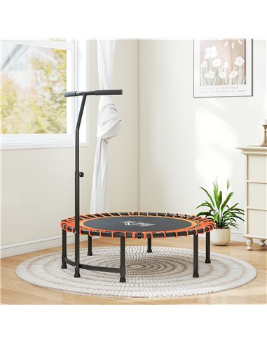 HOMCOM Mini Round Steel Frame Trampoline w/ Adjustable Handle, Orange