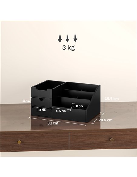 HOMCOM Desk Organiser Holder, Bamboo Multi-Function Storage Caddy with 7 Storage Compartments and 2 Drawers for Home Office Stat - pic 162868 | FastDaddyshop