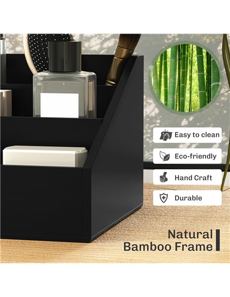 HOMCOM Desk Organiser Holder, Bamboo Multi-Function Storage Caddy with 7 Storage Compartments and 2 Drawers for Home Office Stat - pic 162870 | FastDaddyshop