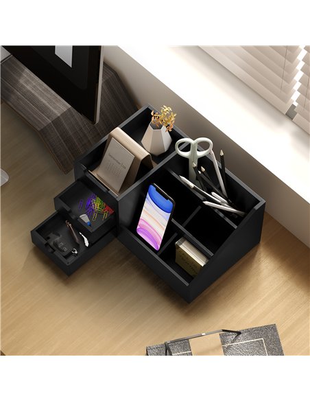 HOMCOM Desk Organiser Holder, Bamboo Multi-Function Storage Caddy with 7 Storage Compartments and 2 Drawers for Home Office Stat - pic 162874 | FastDaddyshop