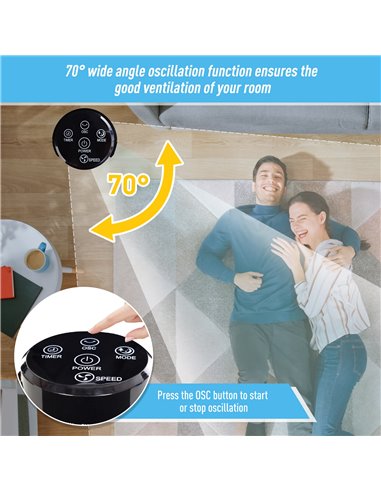 Homcom 36" Oscillating Tower Fan with Remote Control, 3 Speed, Quiet Cooling Fans, Black
