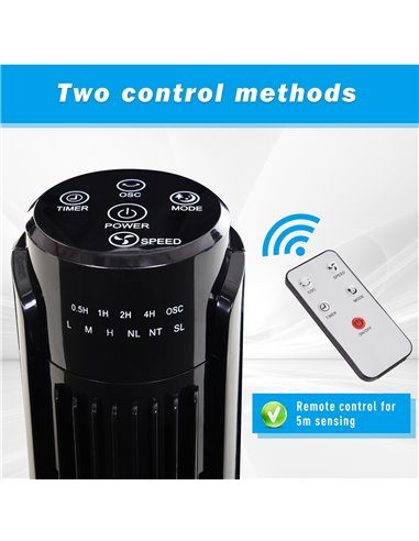 HOMCOM 36" Tower Fan Oscillating 3 Speeds w/ Remote Control Timer Moving Head Quiet Operation Home Office Bedroom Black - 92H cm