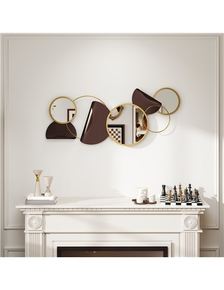 HOMCOM Metal Wall Art, Modern Decorative Mirror Decor, Hanging Home Wall Decoration for Living Room Bedroom Dining Room, Gold To - pic 162894 | FastDaddyshop