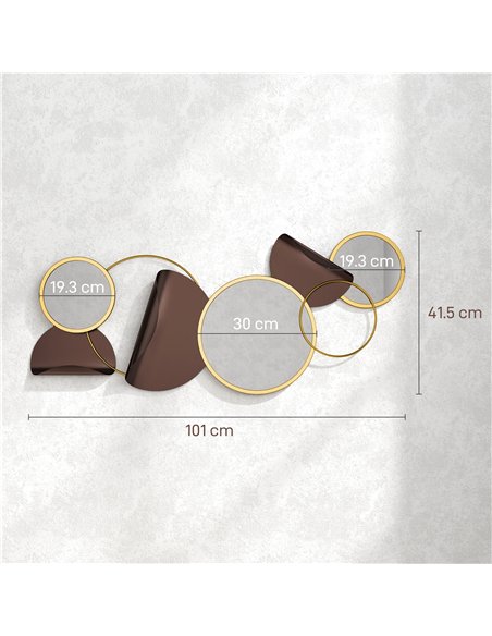 HOMCOM Metal Wall Art, Modern Decorative Mirror Decor, Hanging Home Wall Decoration for Living Room Bedroom Dining Room, Gold To - pic 162895 | FastDaddyshop