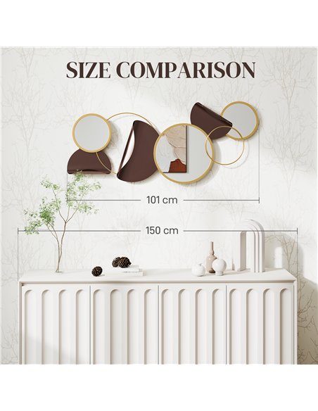 HOMCOM Metal Wall Art, Modern Decorative Mirror Decor, Hanging Home Wall Decoration for Living Room Bedroom Dining Room, Gold To - pic 162899 | FastDaddyshop