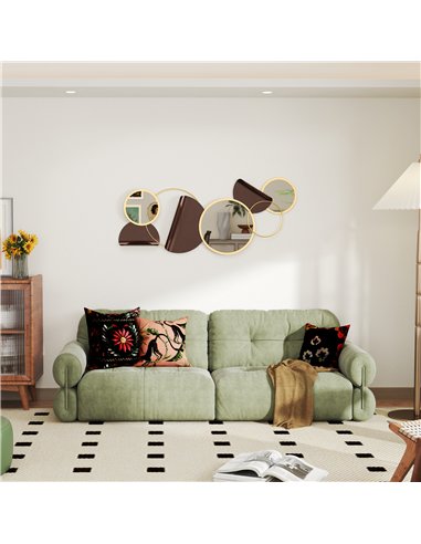 HOMCOM Metal Wall Art, Modern Decorative Mirror Decor, Hanging Home Wall Decoration for Living Room Bedroom Dining Room, Gold To
