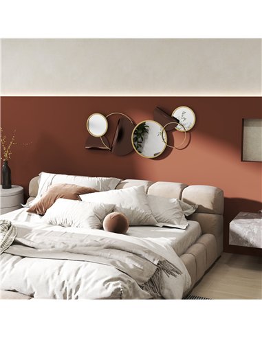 HOMCOM Metal Wall Art, Modern Decorative Mirror Decor, Hanging Home Wall Decoration for Living Room Bedroom Dining Room, Gold To