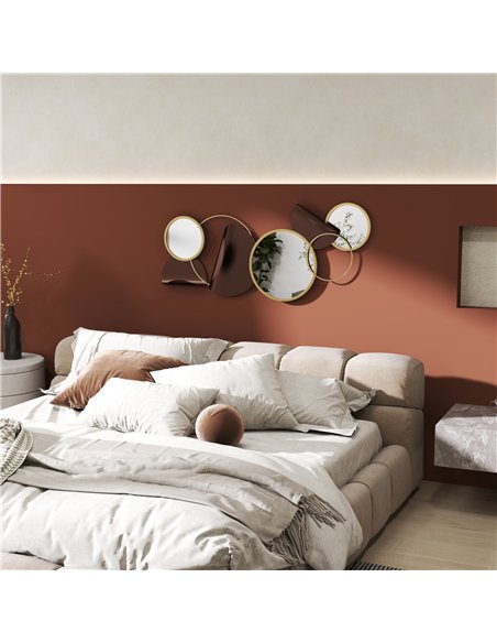 HOMCOM Metal Wall Art, Modern Decorative Mirror Decor, Hanging Home Wall Decoration for Living Room Bedroom Dining Room, Gold To - pic 162901 | FastDaddyshop