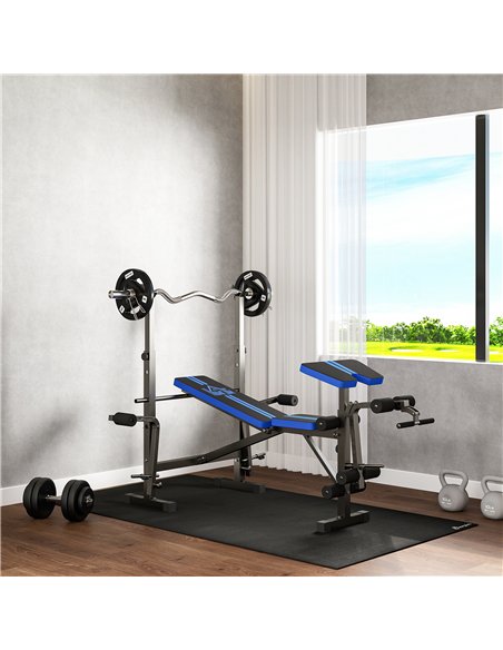 HOMCOM Adjustable Weight Bench with Leg Developer Barbell Rack for Weight Lifting and Strength Training Multifunctional Workout  - pic 162903 | FastDaddyshop